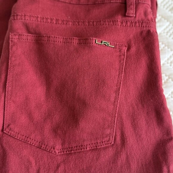 LRL Jeans Ralph Lauren Women's SZ 16 Red Straight Stretch Cropped/Ankle - Picture 12 of 14